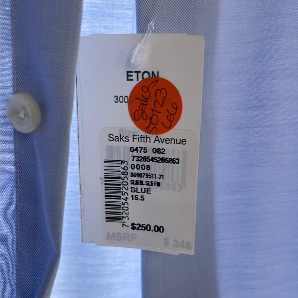 ETON Men's Blue Shirt NWT - 42 15 1/2 - Ret. $250