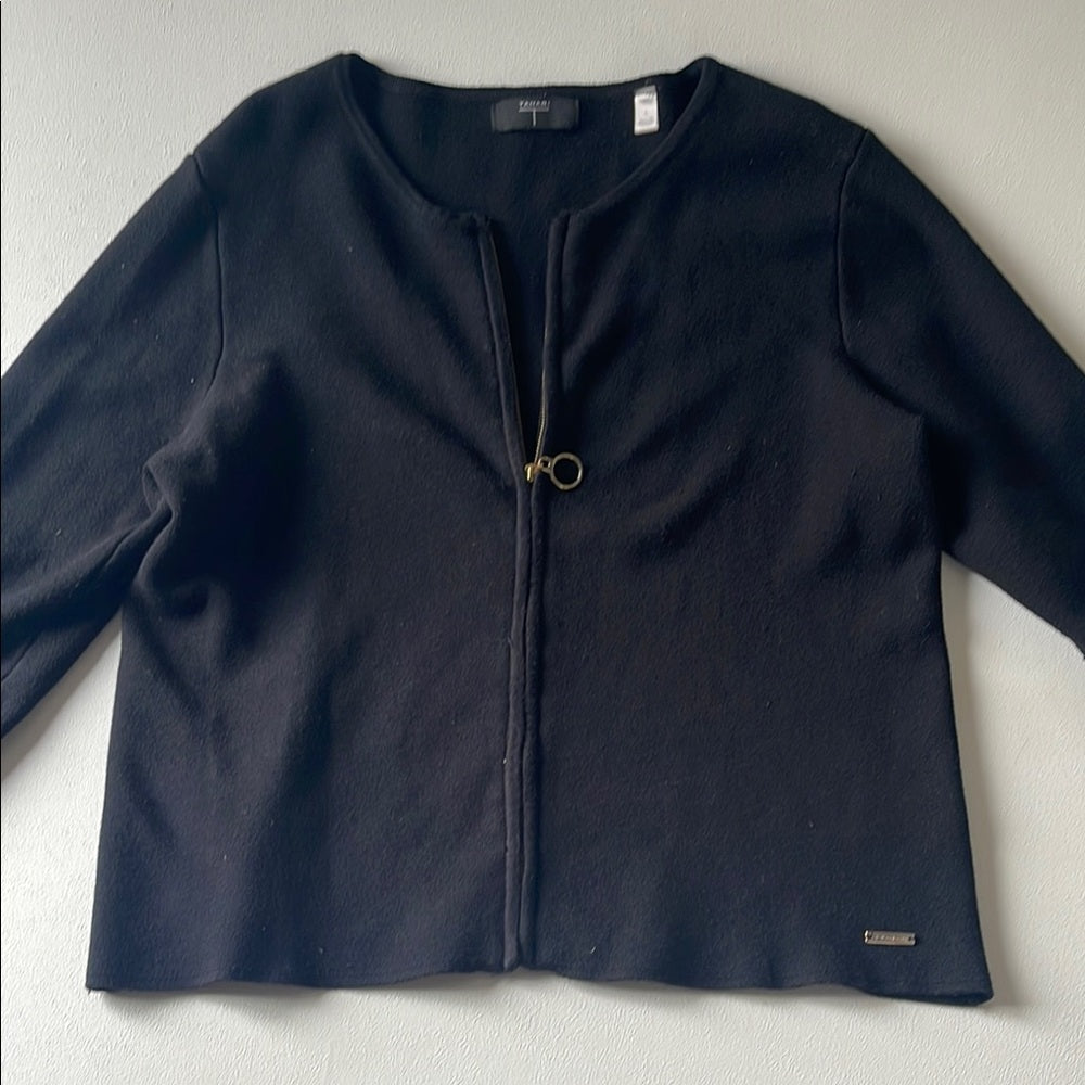 Tahari Black Zip-Up Cardigan