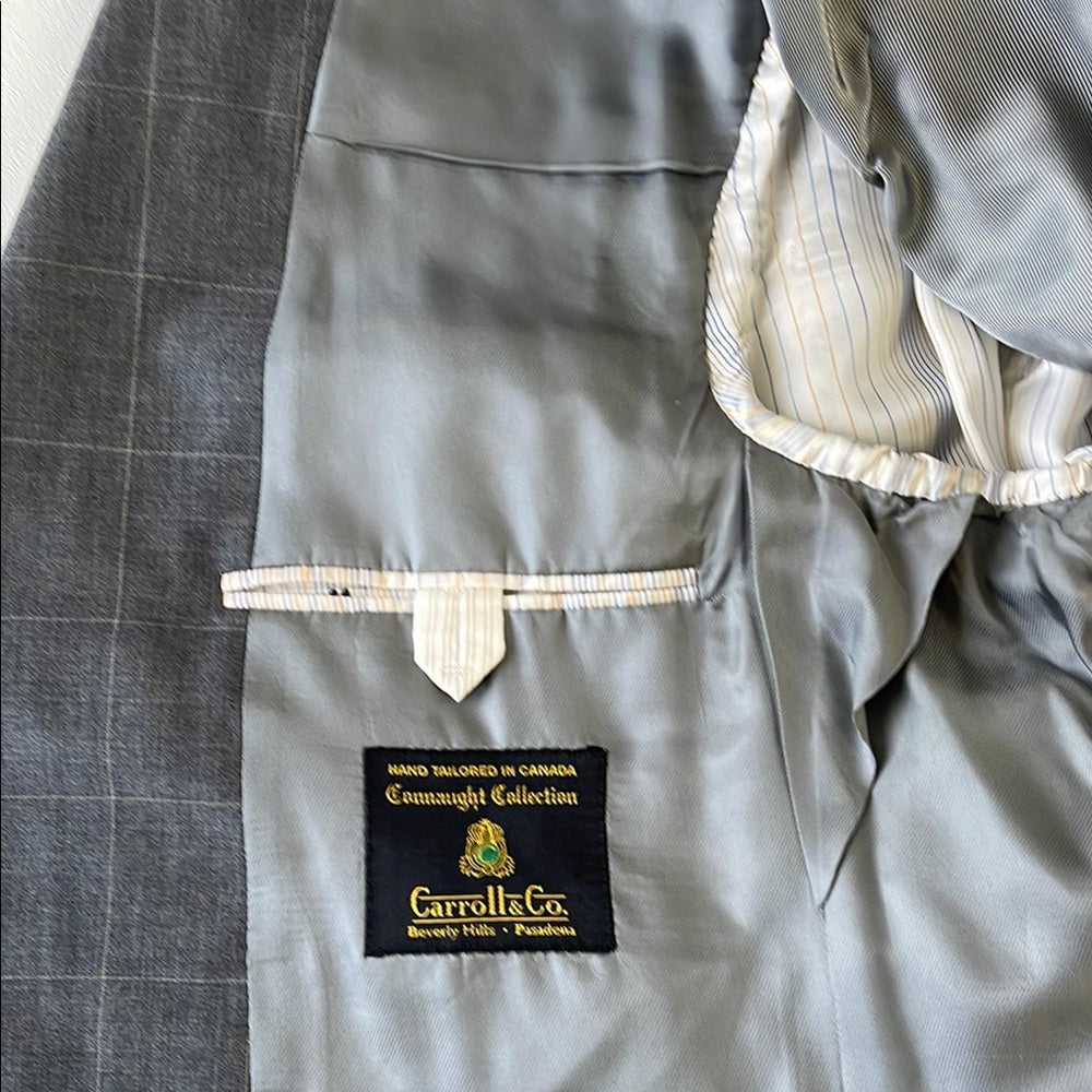 Custom Hand Tailered Caroll &Co Beverly Hills Grey Suit 42L 36/34