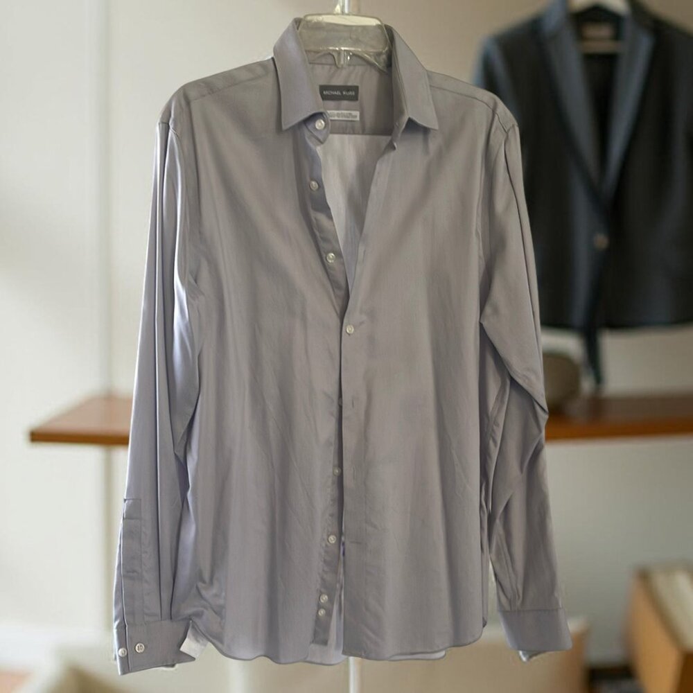 Michael Kors Slim Fit Gray Men's Shirt 34/35 16
