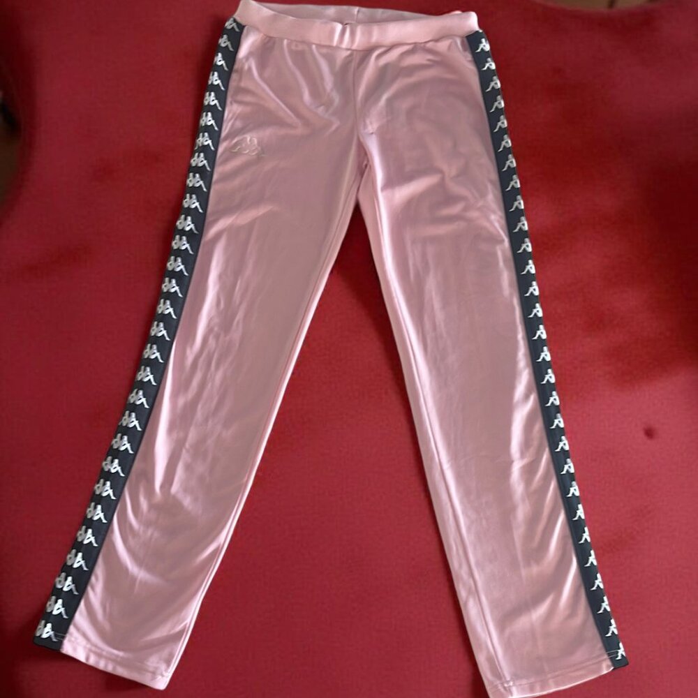 Kappa Small size Pink Track Pants with Logo Stripes