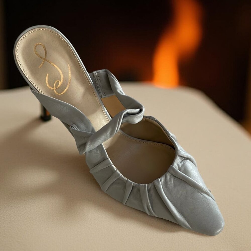 Elegant Tillary Ruched pointed Toe Mules by Sam Elderman in Size 10
