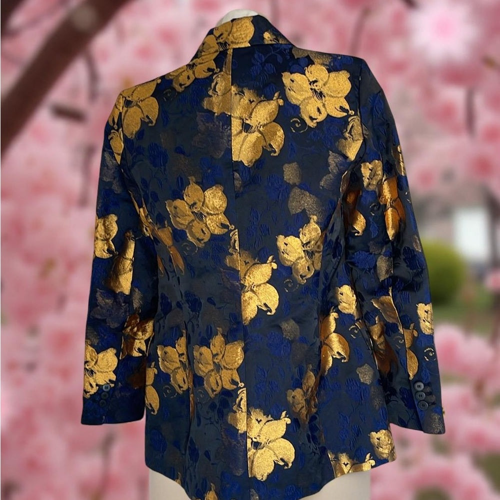 Zara Basic Asian themed Floral silklike Jacket