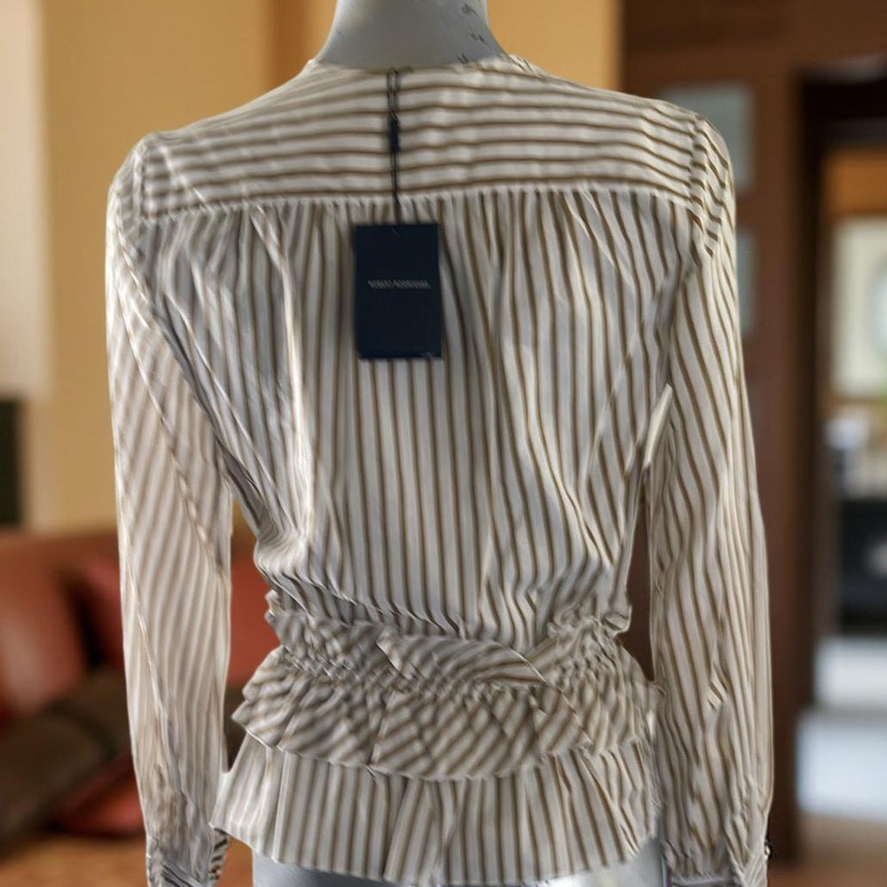 Robert Rodriguez Striped V-Neck Wrap Top NWT Size 2