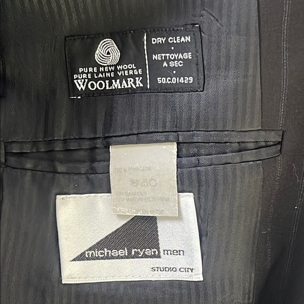 Calvin Klein Men's Black Suit 44L 36/36 custom tailored by Michael Ryanman