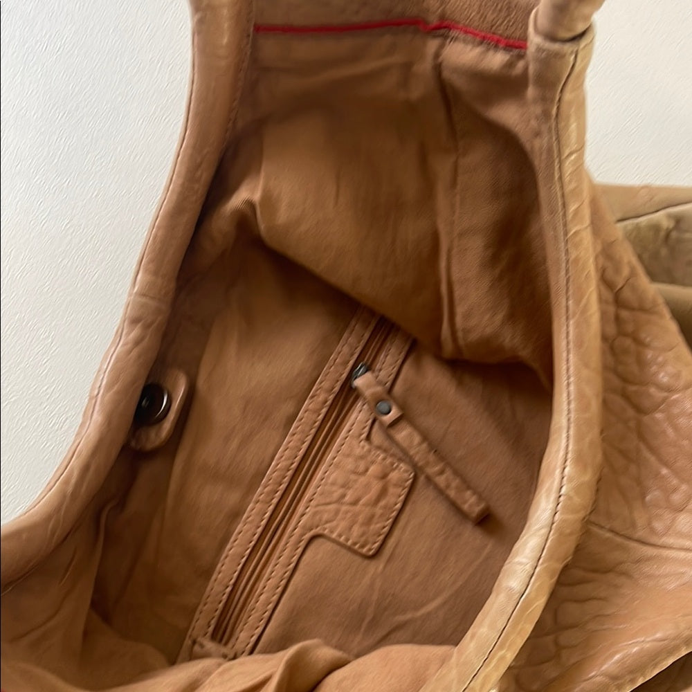 Unbrande Elegant Faded Tan Sheep Leather Large Tote Bag