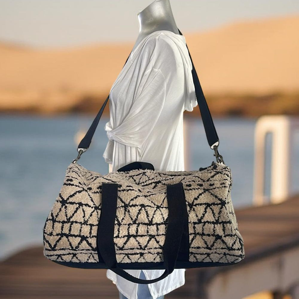 Geometric Patterned Fuzzy Furry? Duffel Bag