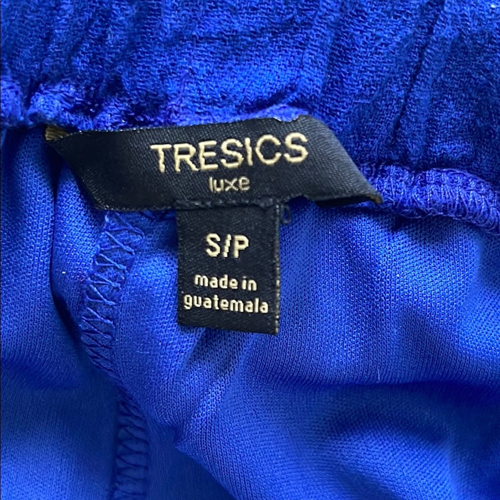 Tresics Luxe Blue summer Pants 100% cotton with Gray Tie Waist - size S,M.L