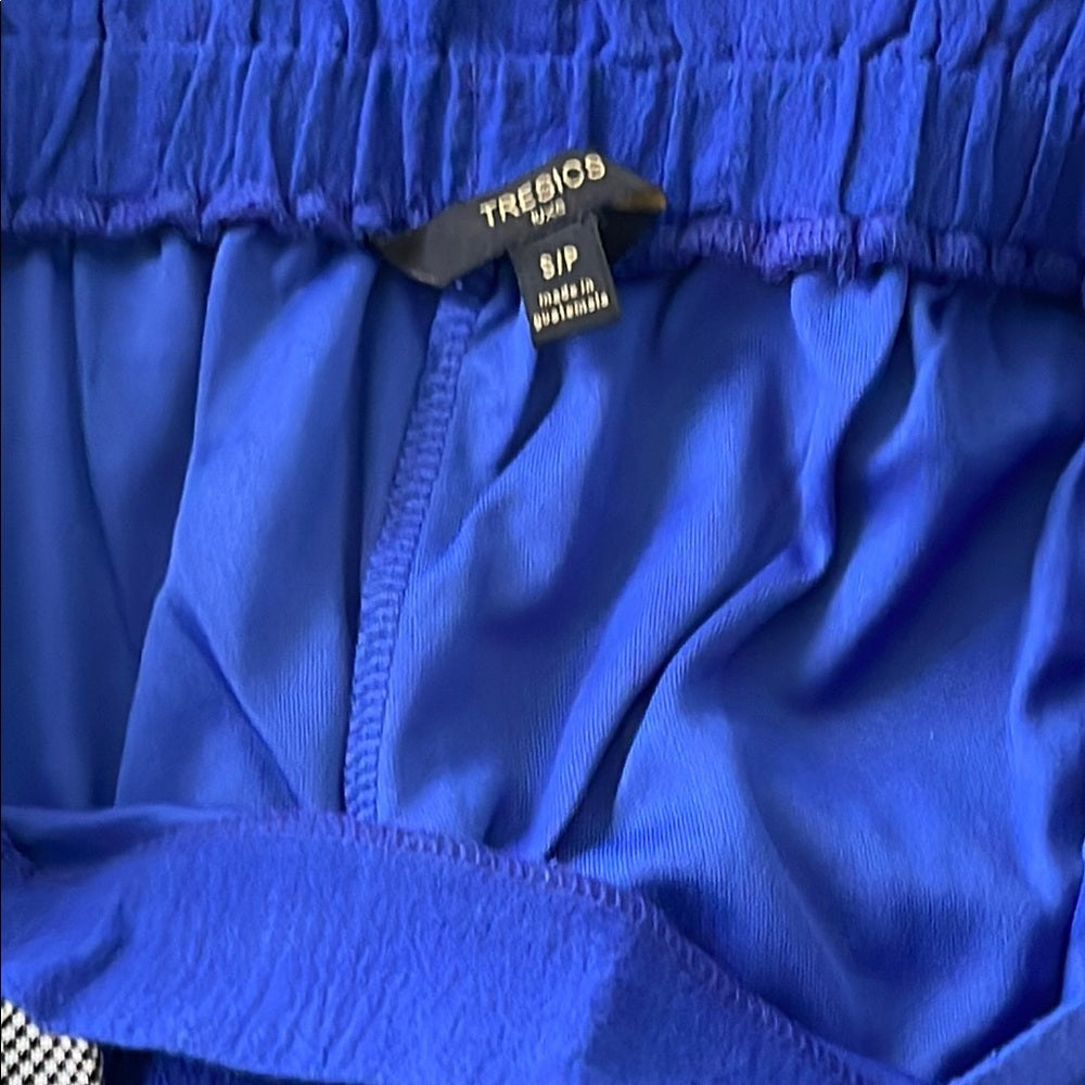 Tresics Luxe Blue summer Pants 100% cotton with Gray Tie Waist - size S,M.L
