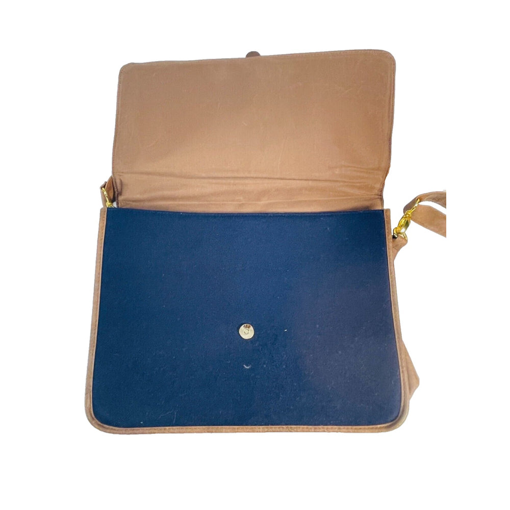 Mens Asos Smart Briefcase Messenger Bag Document Folder - Brown & Navy