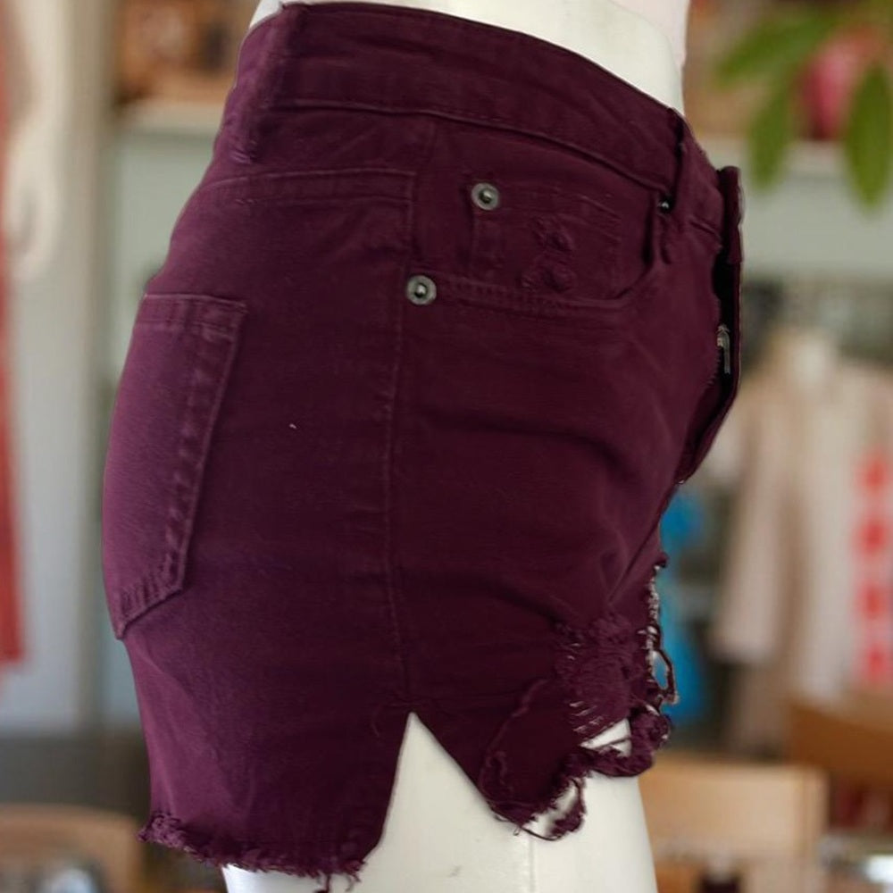 Boom Boom Jeans Distressed Shorts Burgundy size 3