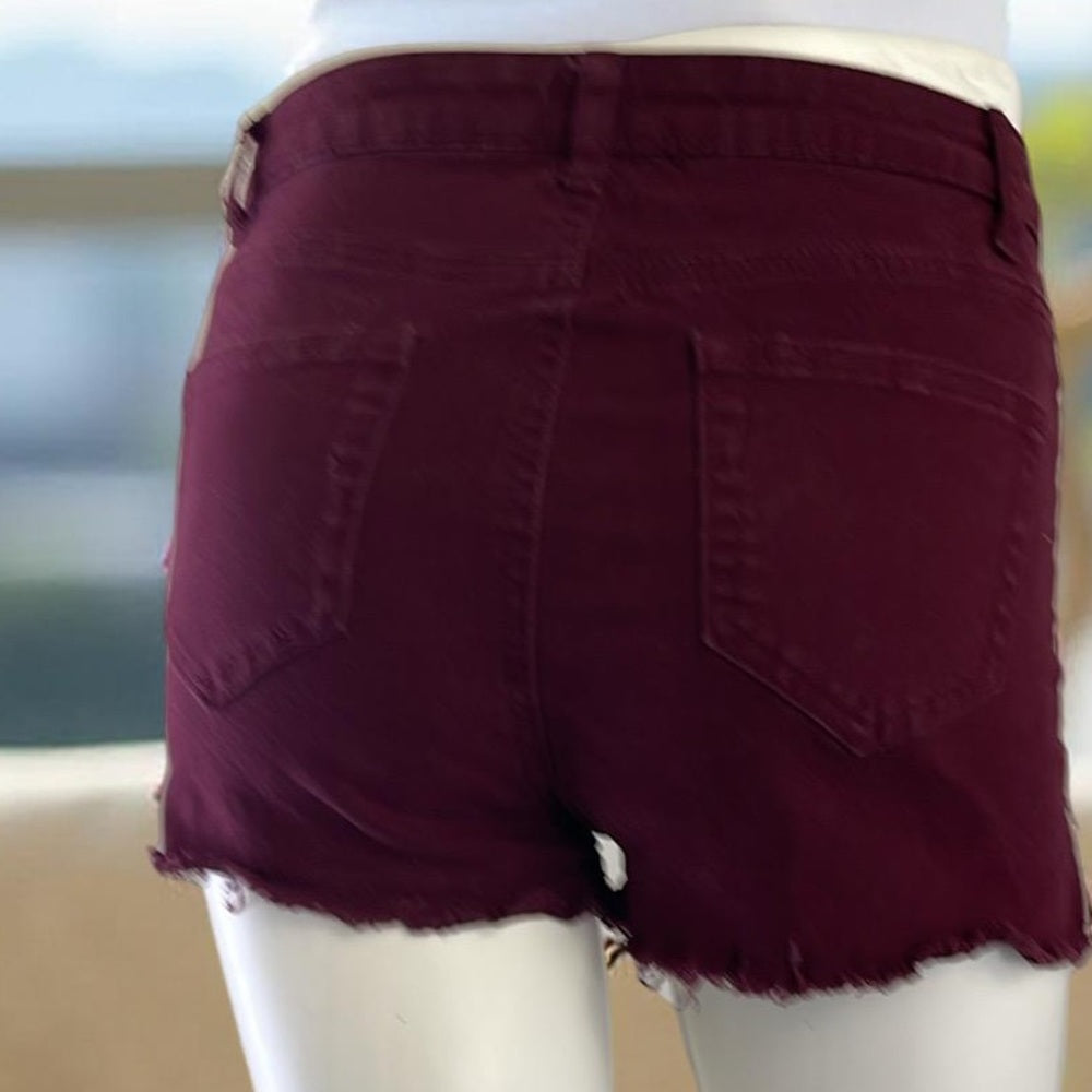 Boom Boom Jeans Distressed Shorts Burgundy size 3