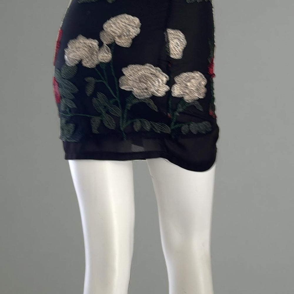 No Brand Floral Embroidered Mini Skirt used