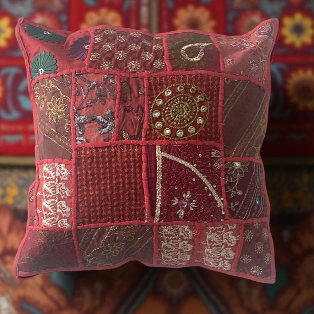 Handmade HD Buttercup Colorful Embroidered Patchwork Pillow Case - 16x16