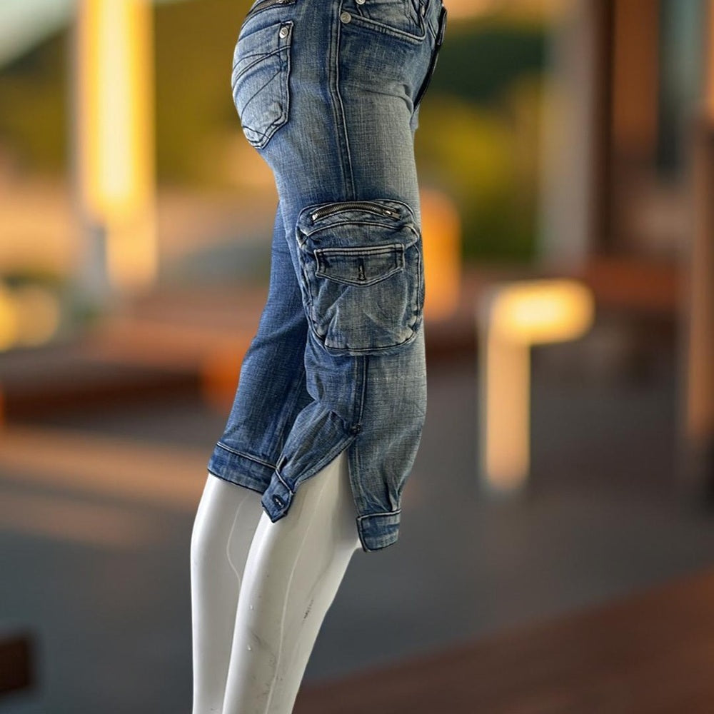 Rock & Republic Women's Blue Denim Cargo Jeans size 27