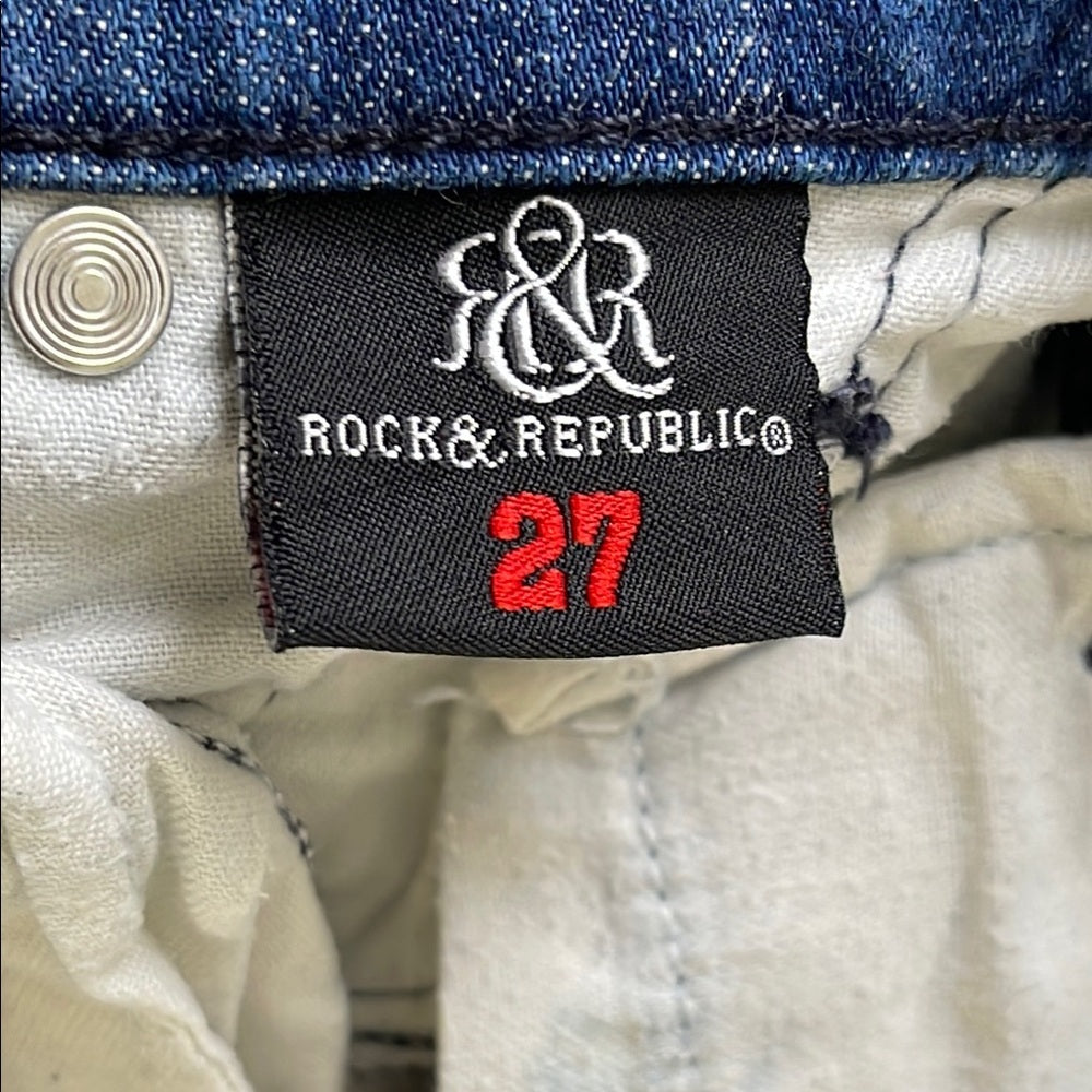 Rock & Republic Women's Blue Denim Cargo Jeans size 27