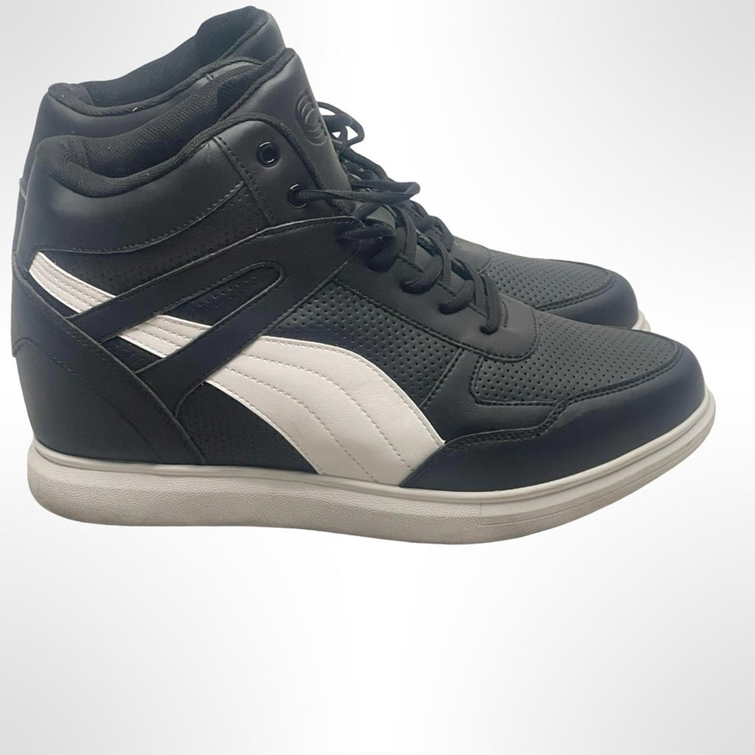 Calto Men's Black and White High-Top Height Raising Sneakers