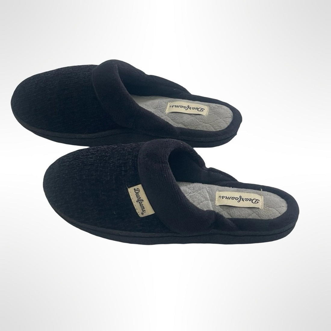 Black Dearfoams Comfy Slippers size 5.5