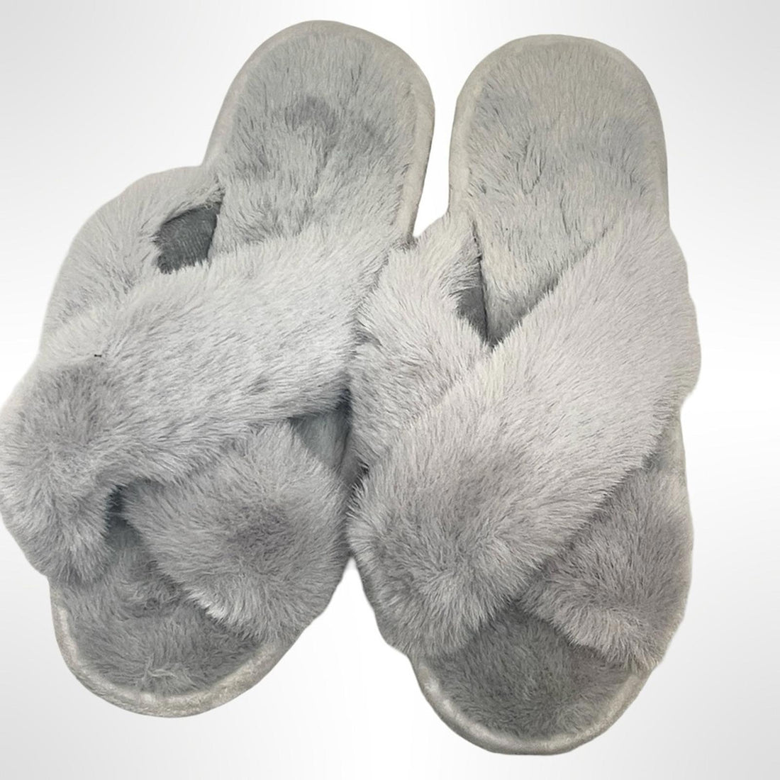 Cozy Gray Faux Fur Women's Slippers size L