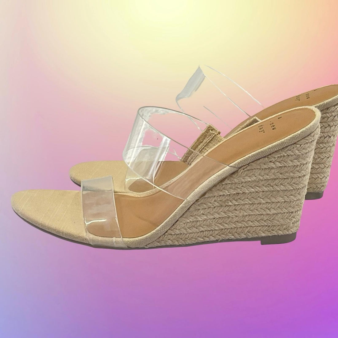 A new day - Clear Strap Wedge Sandals size 8 1/2 - mint cond