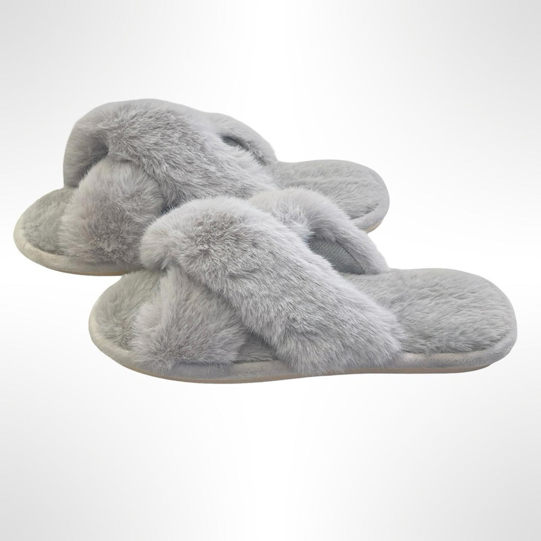 Cozy Gray Faux Fur Women's Slippers size 7.5