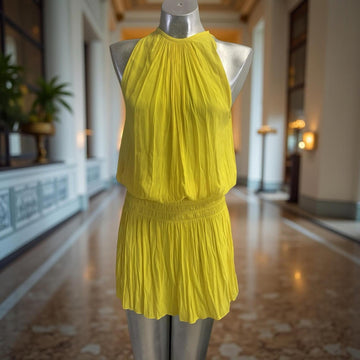 Ramy Brook Paris Sleeves Yellow Halter Neck Dress size M