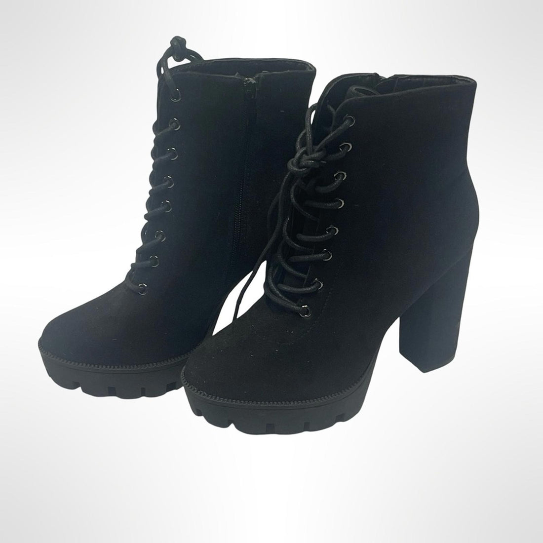 Top Moda - Black Lace-Up Ankle Boots size 7.5