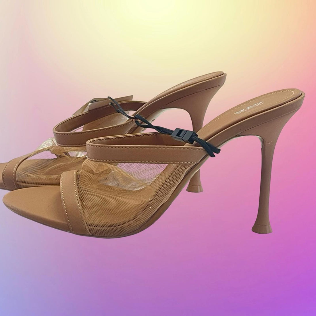 NWT w defects -Zara Women's Tan Heeled Sandals -size 8 1/2