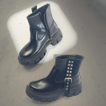 Wild Dive size 5 1/2 Black Ankle Boots with Studded Strap