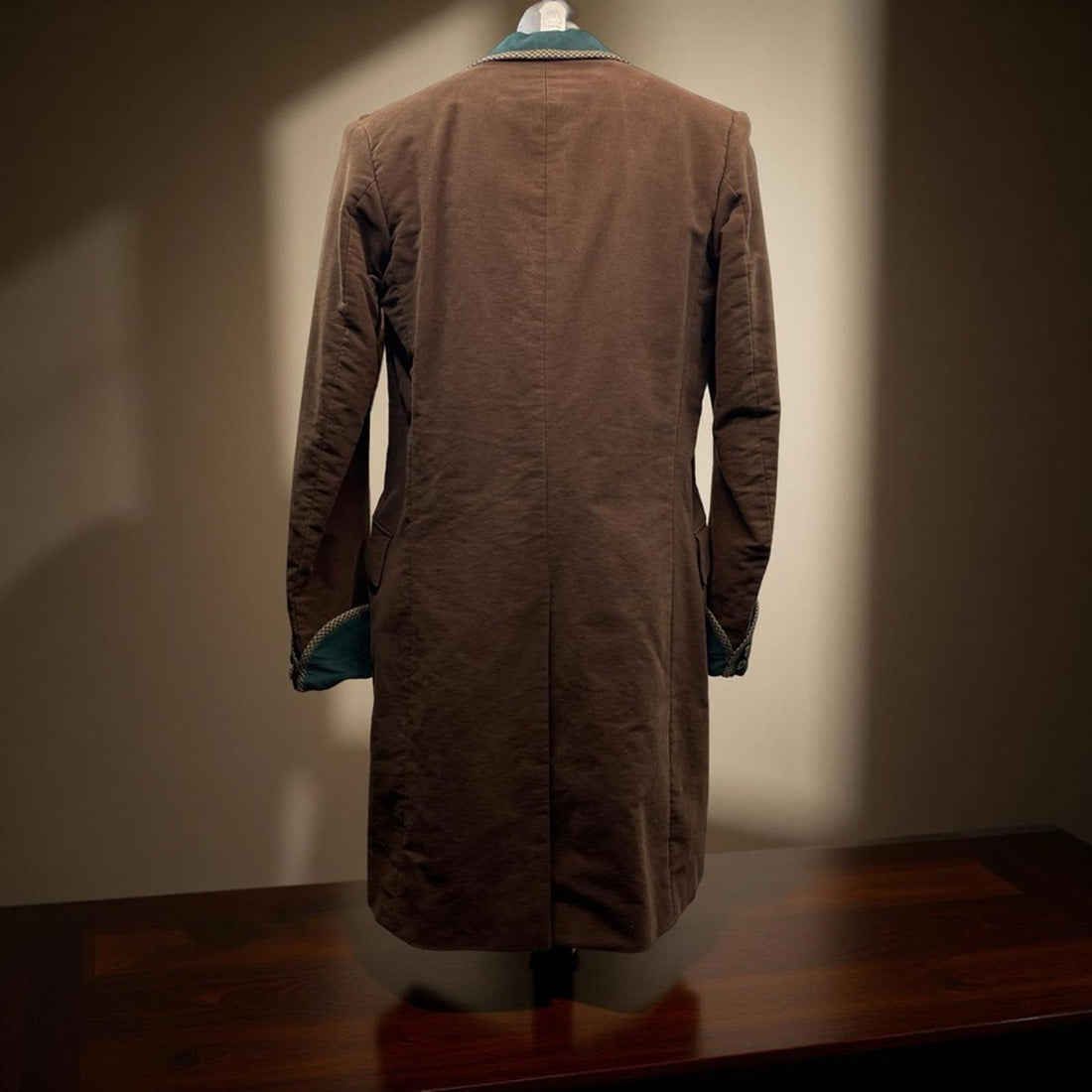 One of Kind! Brown English Men's Coat with Green Accents