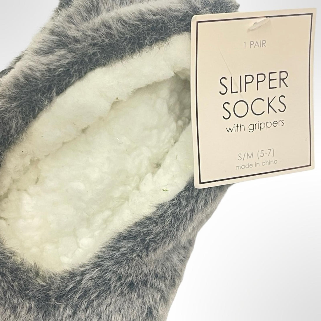 Gray Fuzzy Slipper Socks size 5-7 NWT