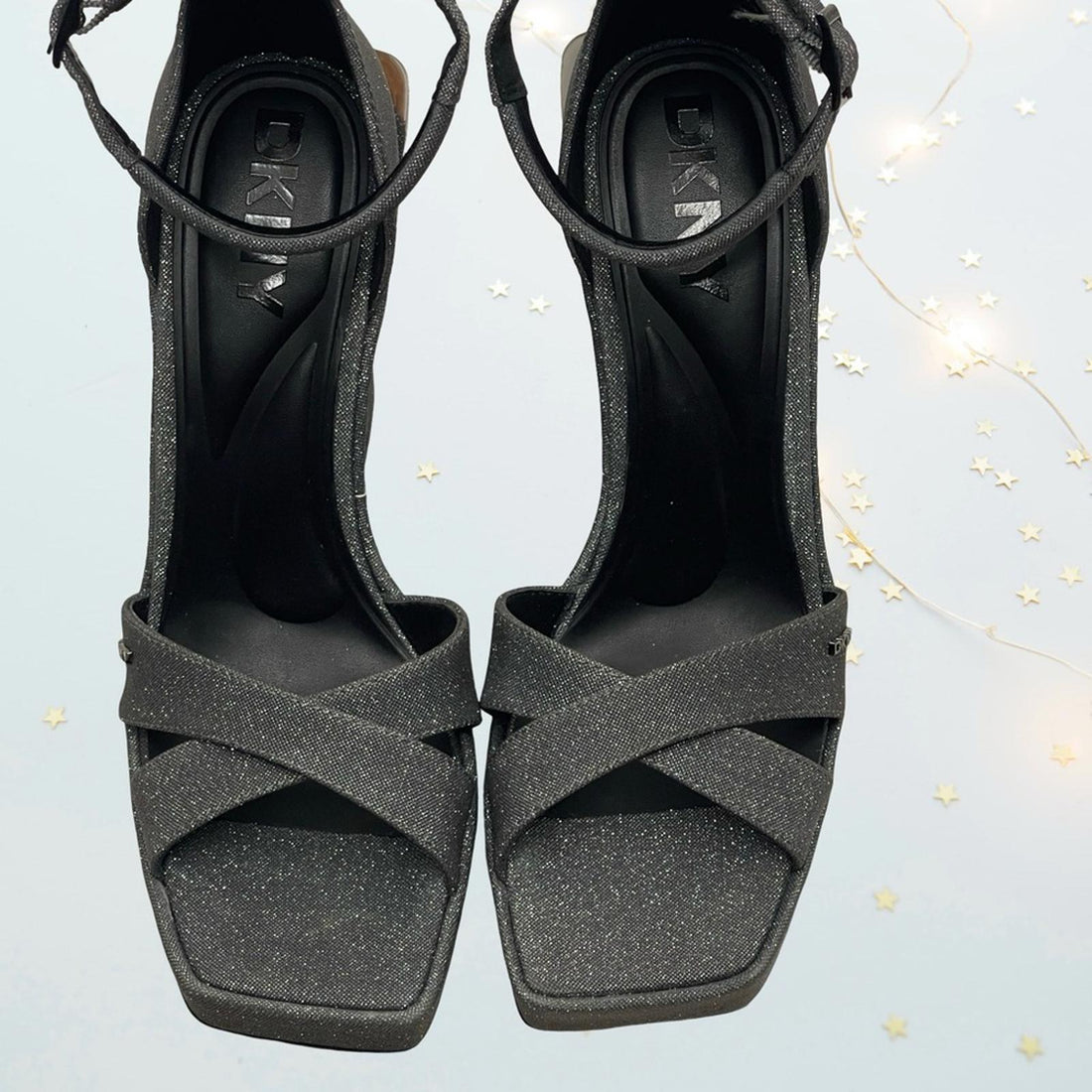 DKNY - Elegant Black Glitter Women's Heels in size 8 NWOT