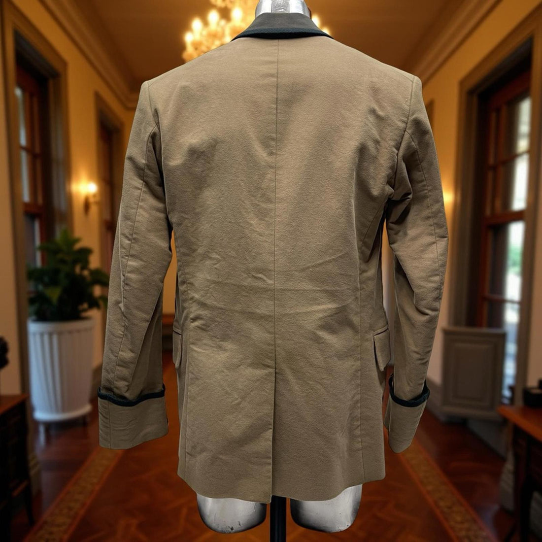 Custom tailored Men's Tan Blazer with Green Trim- Size 42