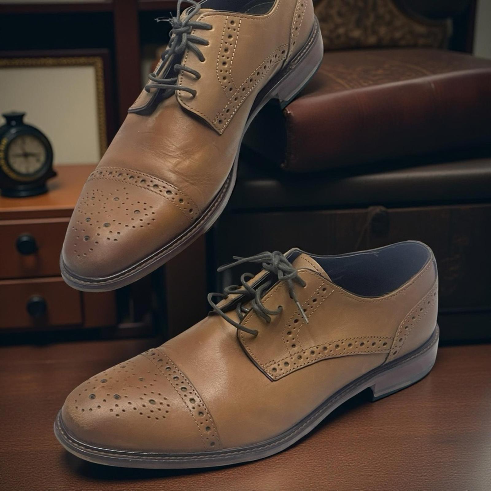 Joseph Abboud Brown Cap-toe Leather Men's Dress Shoes size 8