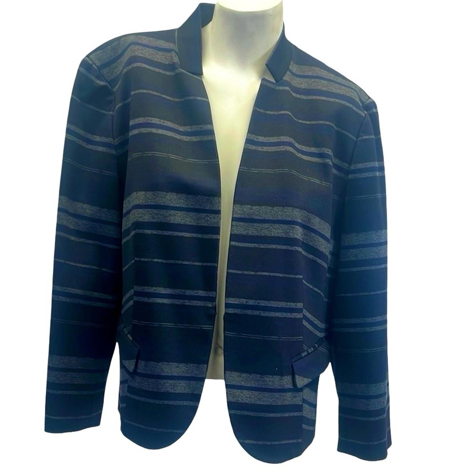 Nine West Women's Striped Black,Navy and Gray Blazer size 14