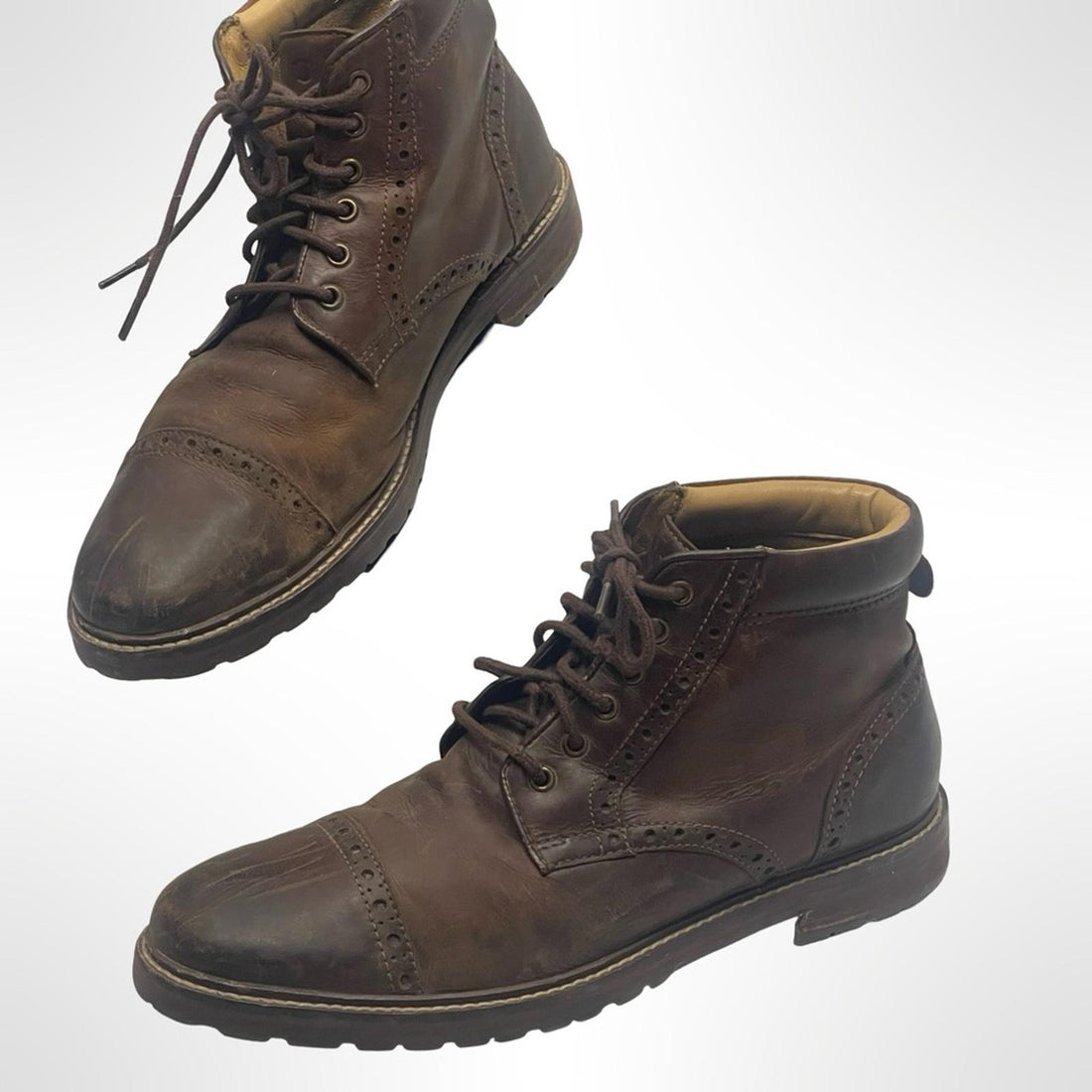 Florsheim Dark Brown Lace-Up Boots in size 9