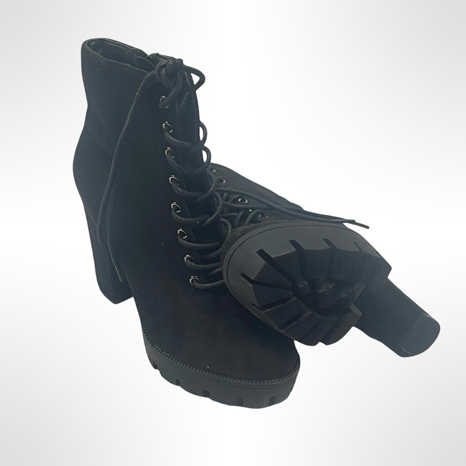 Top Moda - Black Lace-Up Ankle Boots size 7.5