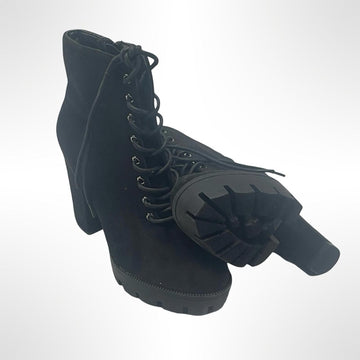 Top Moda - Black Lace-Up Ankle Boots size 7.5
