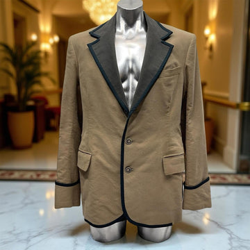 Custom tailored Men's Tan Blazer with Green Trim- Size 42