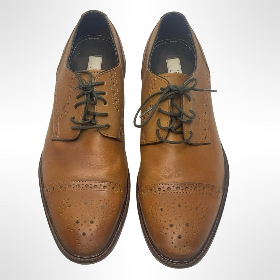 Joseph Abboud Brown Cap-toe Leather Men's Dress Shoes size 8