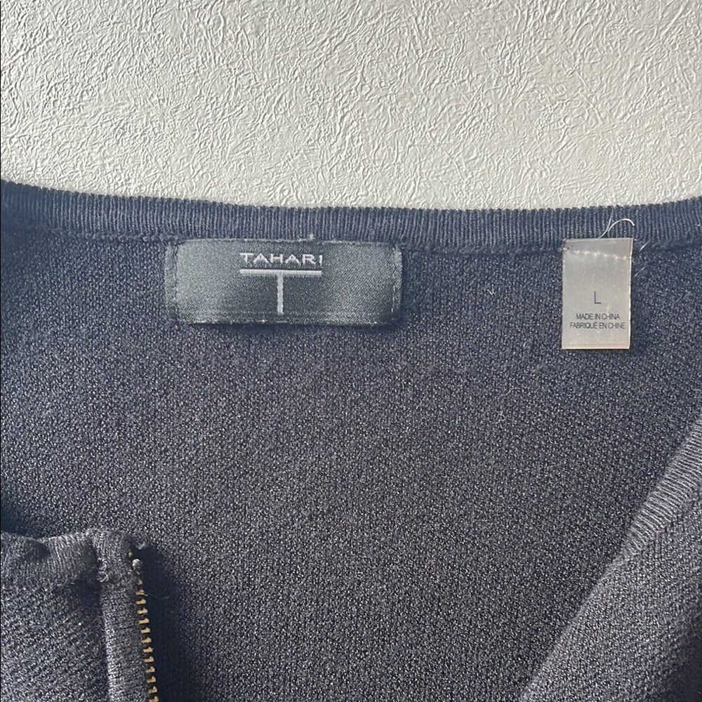 Tahari Black Zip-Up Cardigan