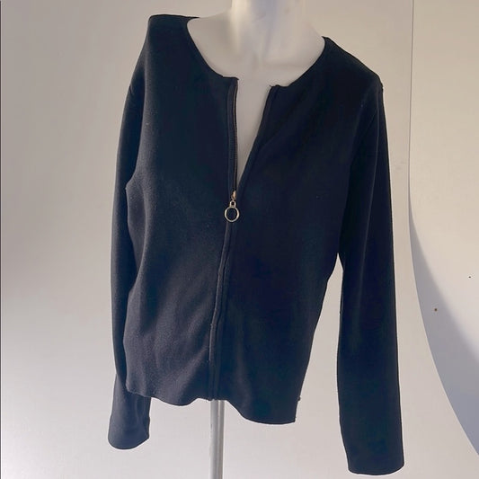 Tahari Black Zip-Up Cardigan
