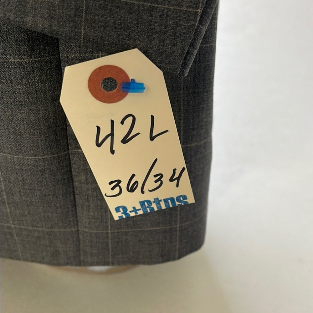 Custom Hand Tailered Caroll &Co Beverly Hills Grey Suit 42L 36/34