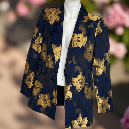 Zara Basic Asian themed Floral silklike Jacket