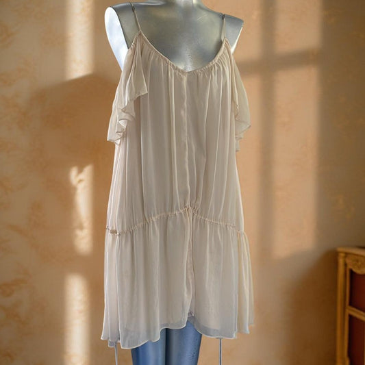 H&M Elegant Cream Off-Shoulder Dress Gently Worn Size 6