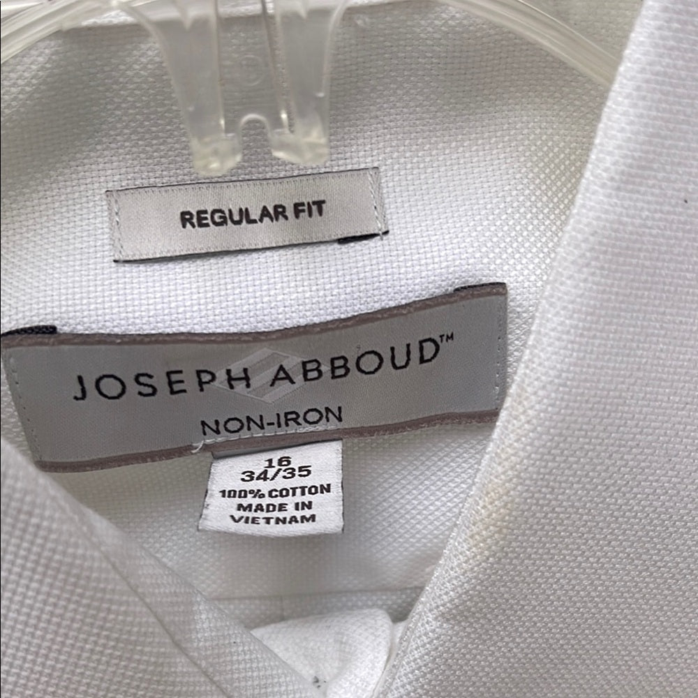 Joseph Abboud Regular Fit size 34/35 16 Mens White Dress Shirt