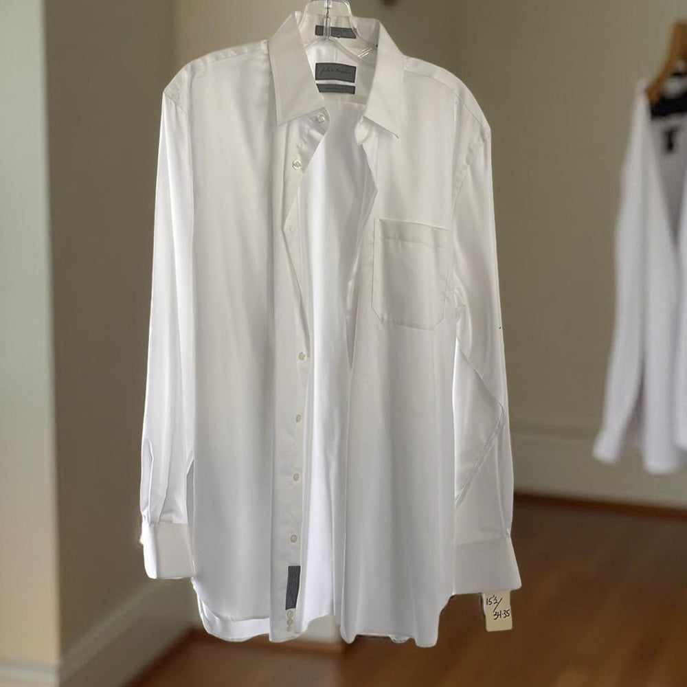 John W Nord. Regular fit 100% Cotton Men's White Dress Shirt size 34/35 15 1/2