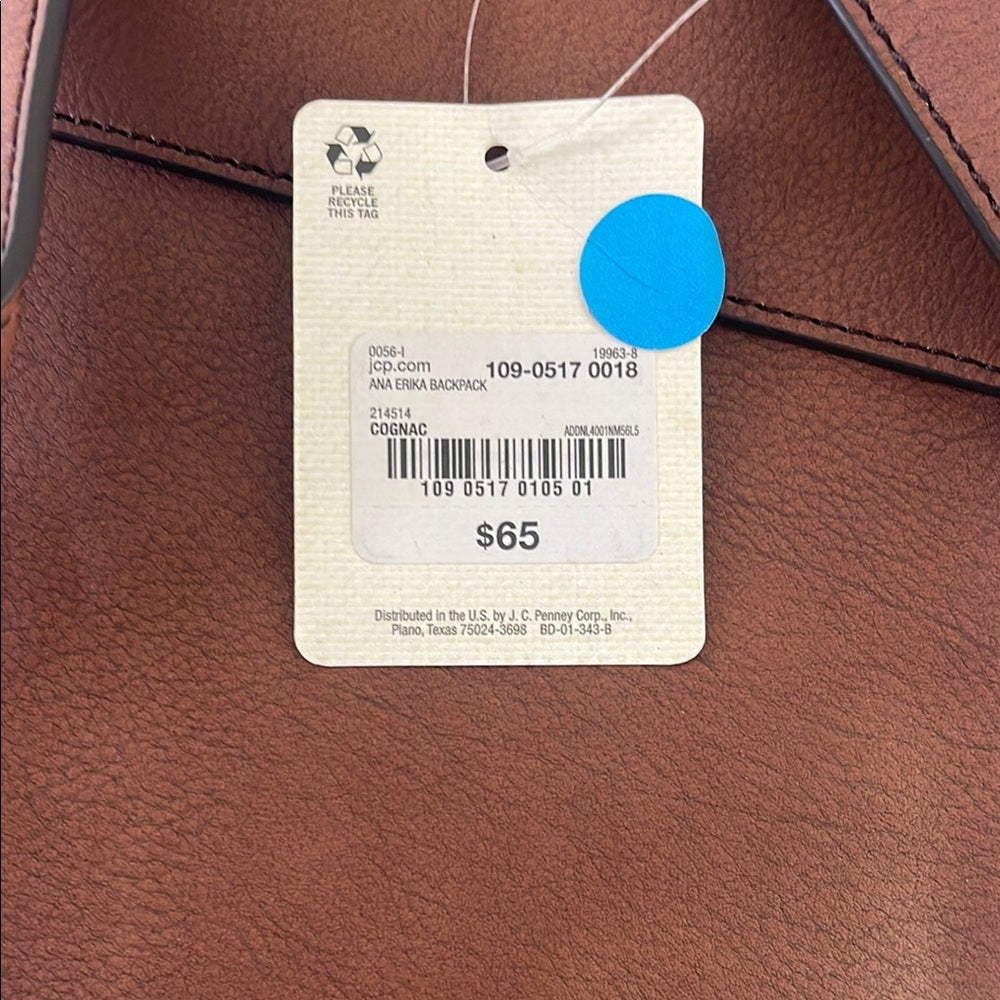 Ana Brown Leather Medium Backpack NWT