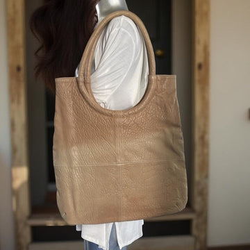 Unbrande Elegant Faded Tan Sheep Leather Large Tote Bag