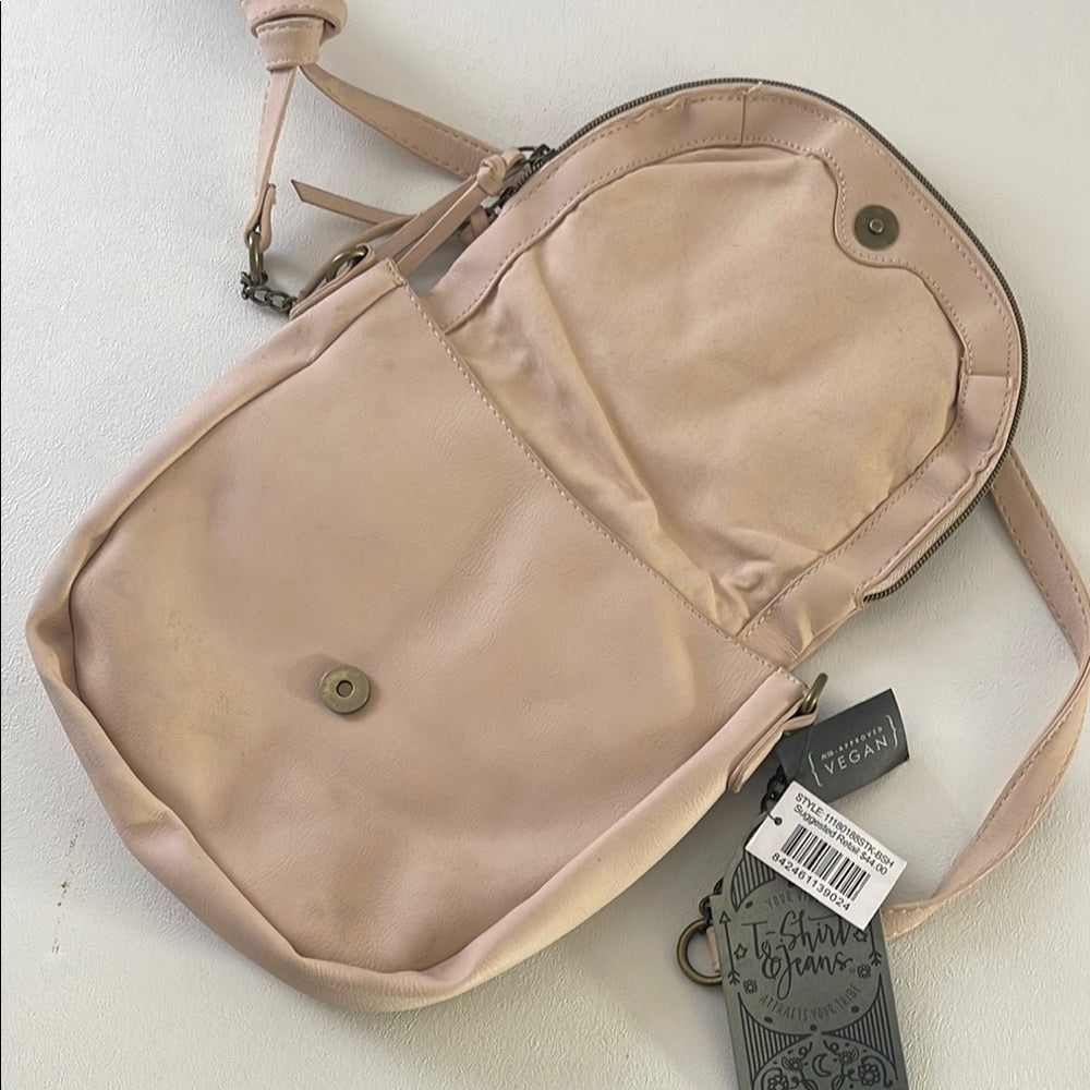 T Shirt Vegan Elegant Beige small Crossbody Bag NWT